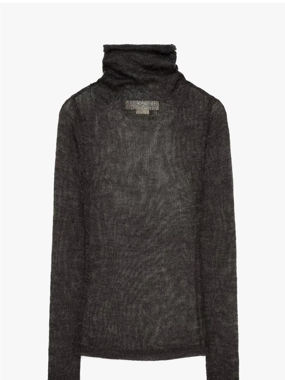 Zara Women’s Sheer Turtleneck Sweater in Charcoal Black